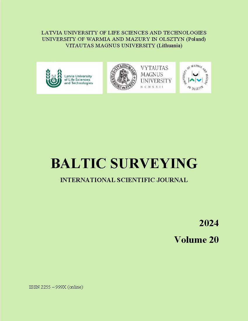 Baltic Surveying: international scientific journal / Latvia University of Life Sciences and Technologies (Latvia), University of Warmia and Mazury in Olsztyn (Poland), Vytautas Magnus University (Lithuania). 2024/2, Volume 20, 81 pages. ISSN 2255-999X